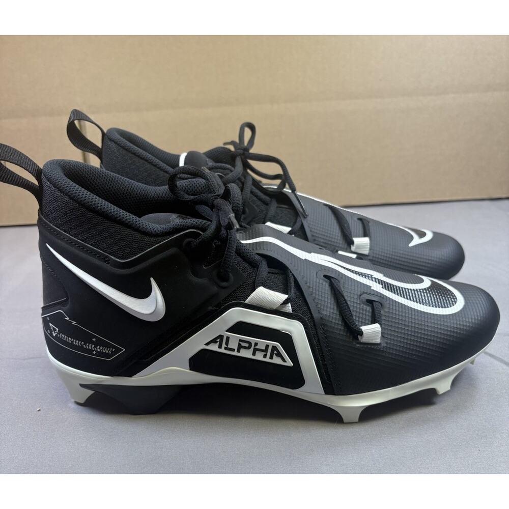 Nike Alpha Menace Pro 3 Football Cleats Size 12 Black White CT6649-001 NEW W/BOX - Picture 2 of 7